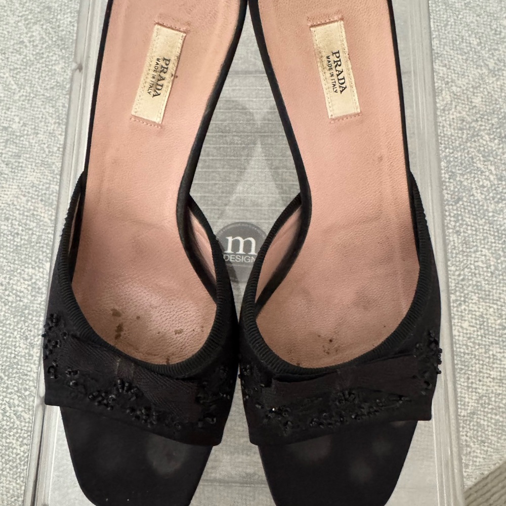 Prada Black Satin Heels Size 36 (2000's)